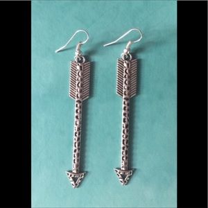 LONG SILVER ARROW EARRINGS DUSTER LENGTH
